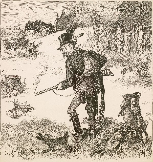 Theodor Graetz | The sharp rifleman, pen and ink on paper, 40.0 x 42.0 cm, signed l.l. and dated 1908