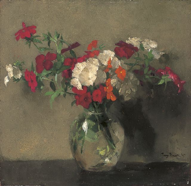 Georg Rueter | A flower still life, oil on panel, 26.5 x 27.5 cm, signed l.r. and dated '15