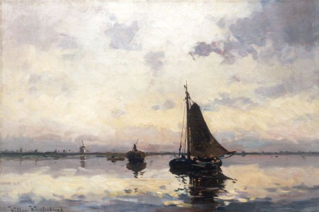 Willem Weissenbruch | Shipping in a calm, oil on canvas, 34.1 x 50.3 cm, signed l.l.