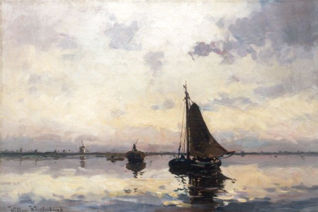 Weissenbruch W.J.  | Shipping in a calm, oil on canvas 34.1 x 50.3 cm, signed l.l.