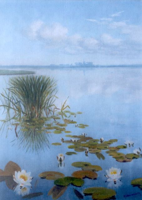 Smorenberg D.  | Water lilies, oil on canvas 40.4 x 30.5 cm, signed l.r.