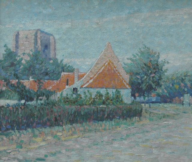 Dijck A.J. van | A view of 'Sint Anna Ter Muiden', Zeeland, oil on canvas 38.2 x 44.2 cm, signed l.l.