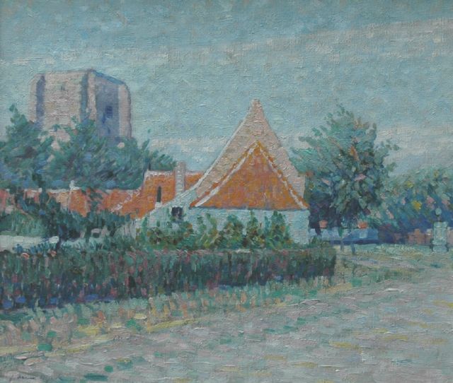 Alfons van Dijck | A view of 'Sint Anna Ter Muiden', Zeeland, oil on canvas, 38.2 x 44.2 cm, signed l.l.