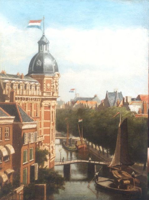 Monnickendam M.  | The Doelen Hotel, Amsterdam, oil on panel 36.0 x 26.8 cm, signed l.r. and dated 1890