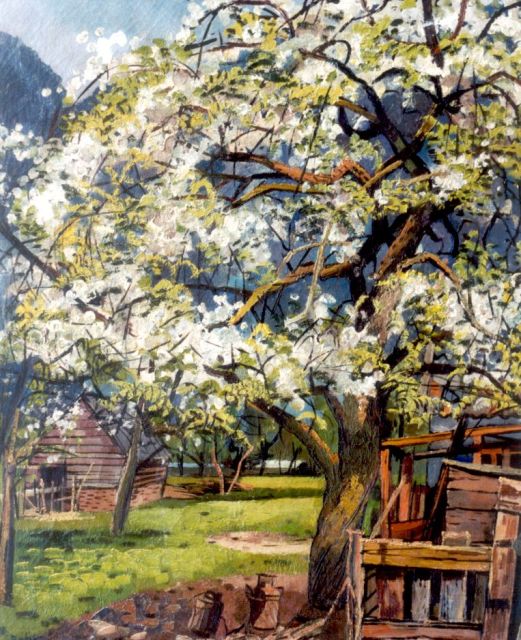 Bieling H.F.  | A blossoming tree, oil on canvas 54.9 x 46.5 cm, signed l.l. and dated '50