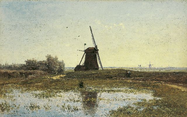 Constan Gabriel | A view of the 'Oostzijdse Molen aan het Gein' Abcoude, oil on canvas, 28.8 x 46.1 cm, signed l.l.