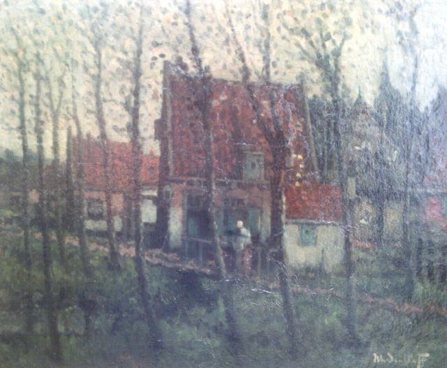 Daalhoff H.A. van | A farmstead, oil on panel 37.5 x 46.0 cm, signed l.r.