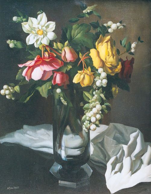 Hoff A.J. van 't | A flower still life, oil on canvas 50.0 x 40.2 cm, signed l.l.