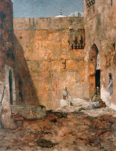 Bauer M.A.J.  | Guards on an Eastern courtyard, oil on canvas 75.0 x 60.0 cm, signed l.r.