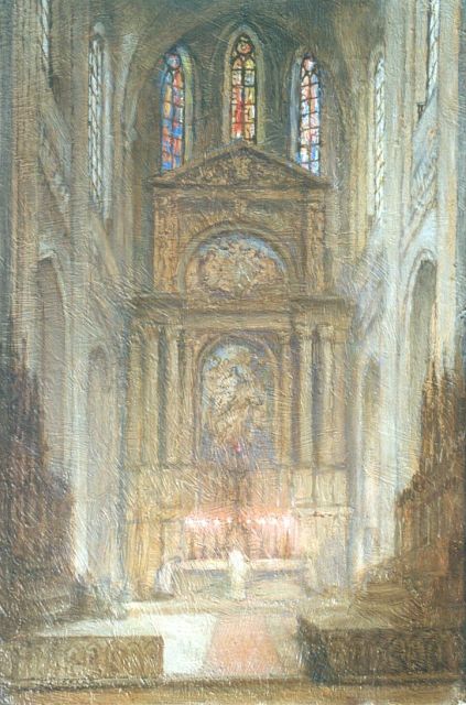 Cossaar J.C.W.  | A church interior, oil on canvas 40.5 x 27.0 cm, signed l.l.