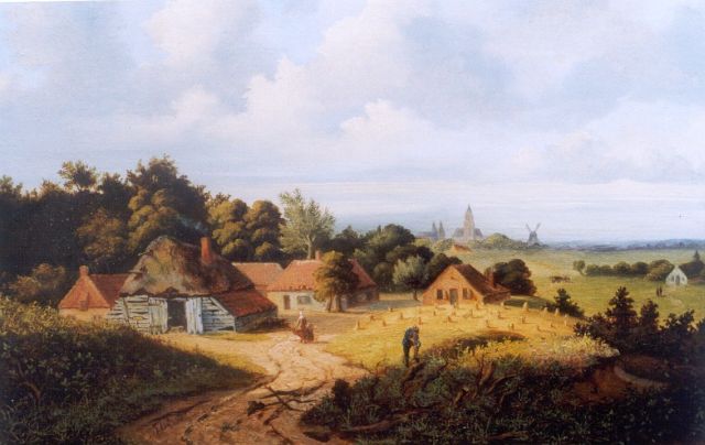 Mattheus Eliza Perné | Summer landscape near Arnhem (together with counterpart), oil on panel, 23.0 x 30.8 cm, signed l.l. with initials
