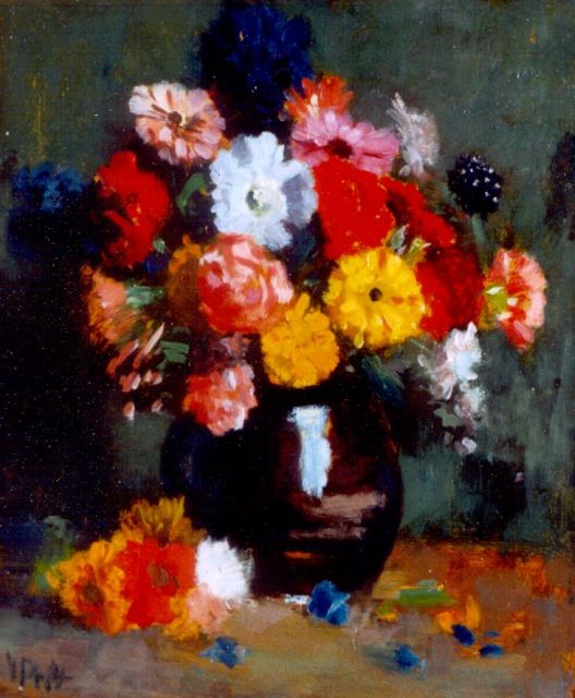 Pelt G.T.M. van | A flower still life, oil on painter's board 37.5 x 31.0 cm, signed l.l.