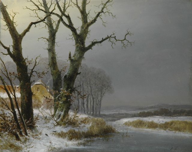 Hans J.G.  | A frozen waterway, oil on panel 28.6 x 35.5 cm, signed l.r. traces