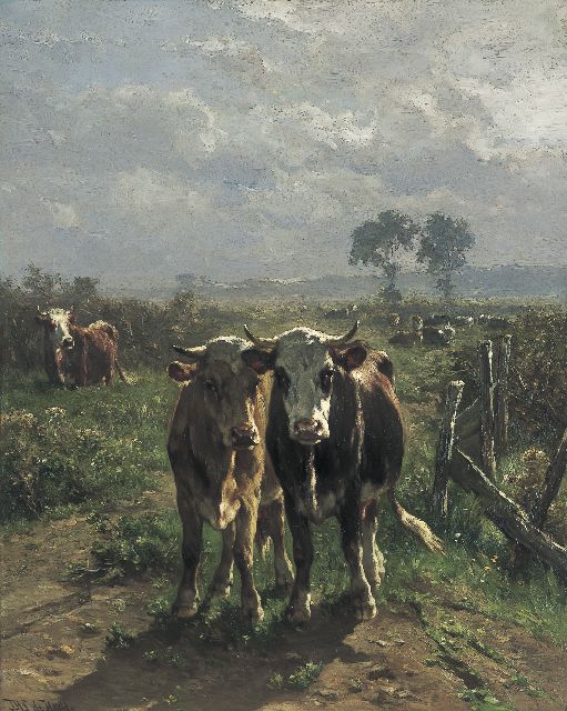Jan de Haas | Cows in a sunlit Landscape, oil on panel, 80.8 x 64.5 cm, signed l.l.