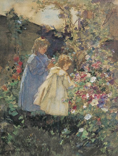 Johannes Evert Akkeringa | In the painter's garden, The Hague, watercolour on paper, 38.5 x 28.7 cm, signed l.l. and painted circa 1894