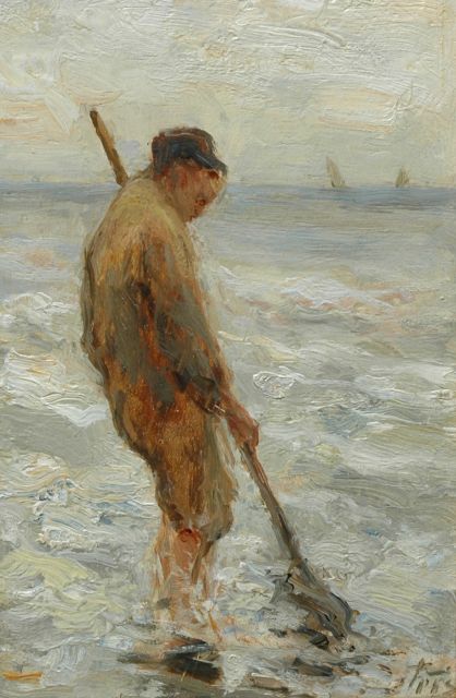 Evert Pieters | Gathering shells (counterpart of inventory number 7484), oil on panel, 16.0 x 10.3 cm, signed l.r.