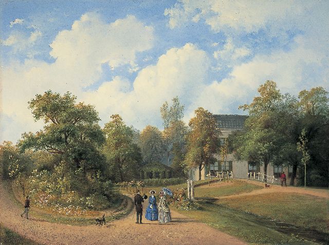 Constan Gabriel | Country estate 'Leeuw en Hoofd', Heemstede, oil on panel, 32.8 x 43.7 cm, signed l.l. and dated 1851