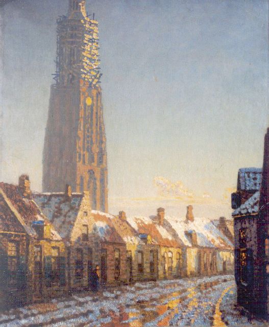 Reinier Sybrand Bakels | A view of Amersfoort in winter, oil on canvas, 83.9 x 68.2 cm, signed l.r.
