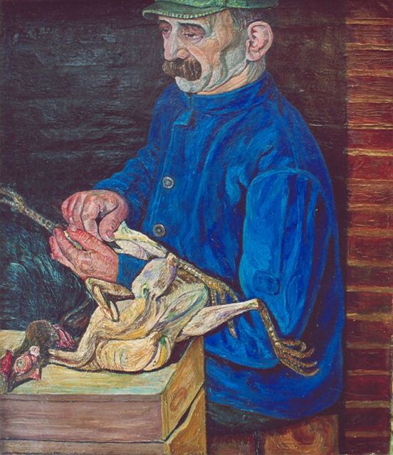 Harmen Meurs | The poulterer, oil on canvas, 70.0 x 60.7 cm, reverse dated 1932