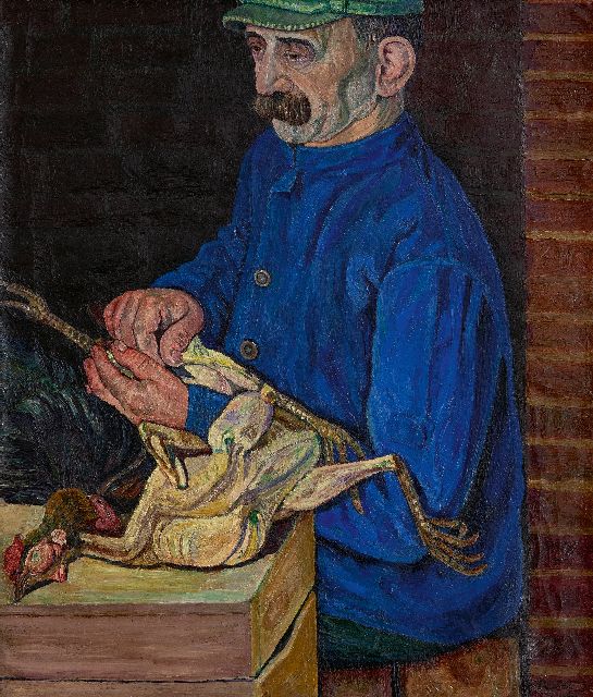 Harmen Meurs | Plucking the chicken, oil on canvas, 70.0 x 60.7 cm, reverse dated 1932, without frame