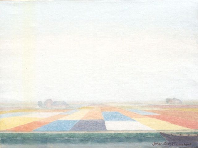 Johan Birnie | Bulb fields, oil on canvas, 30.5 x 40.7 cm, signed l.r. and painted June 1945