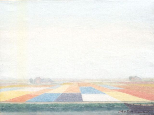 Birnie J.  | Bulb fields, oil on canvas 30.5 x 40.7 cm, signed l.r. and painted June 1945