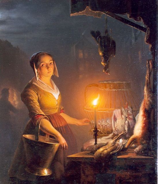 Petrus van Schendel | The night-market, oil on panel, 39.0 x 33.0 cm, signed l.r. with traces of signature