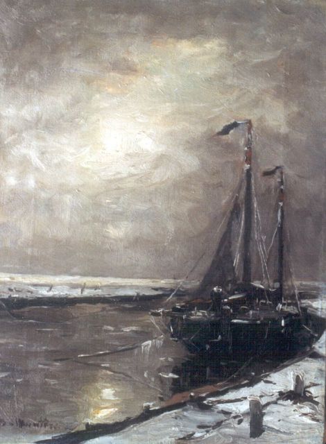 Morgenstjerne Munthe | Moored fishing boats, oil on canvas, 41.1 x 31.3 cm, signed l.l.