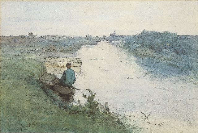 Paul Joseph Constantin Gabriel | A polder landscape, watercolour on paper, 30.5 x 45.5 cm, signed l.l. twice