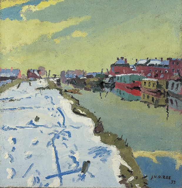 Jan van der Zee | A snow-covered town, oil on canvas, 56.0 x 54.1 cm, signed l.r. and dated '33