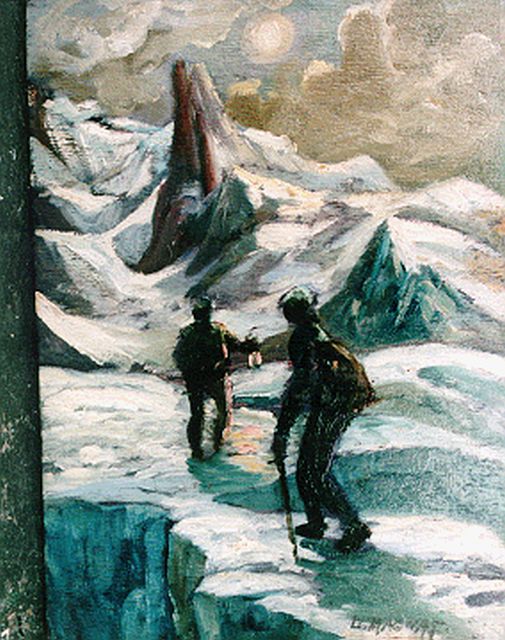 Louis Henri Magnat | Mountaineers, oil on panel, 22.0 x 16.0 cm, signed l.r.