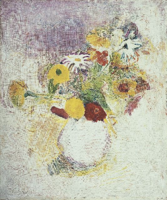 Job Hansen | Flowers, with petrol diluted oil paint on plywood, 60.4 x 50.3 cm, dated 6-10 Sept. 1938