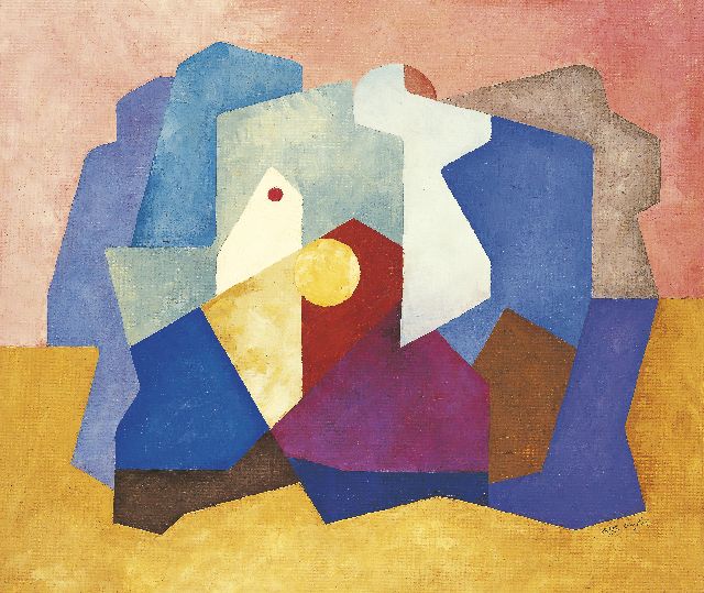 Alkema W.H.  | Composition no. 14, oil on board 55.0 x 64.7 cm, signed l.r. with initials and dated '60