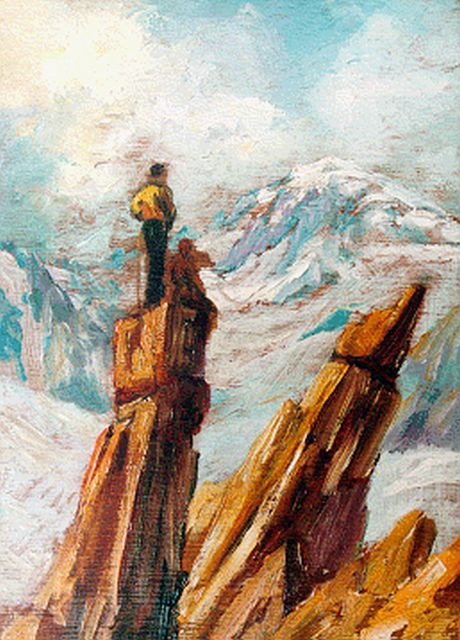 Magnat L.H.  | The summit, oil on panel 21.8 x 15.7 cm, signed l.r.