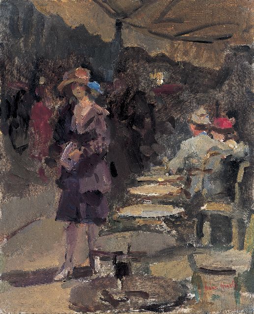 Isaac Israels | Outdoor café, oil on canvas, 46.0 x 38.2 cm, signed l.r.