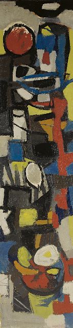 Theo Bitter | Interior, oil on canvas, 190.3 x 45.5 cm, signed l.r. and on the stretcher and dated 1956 on the stretcher