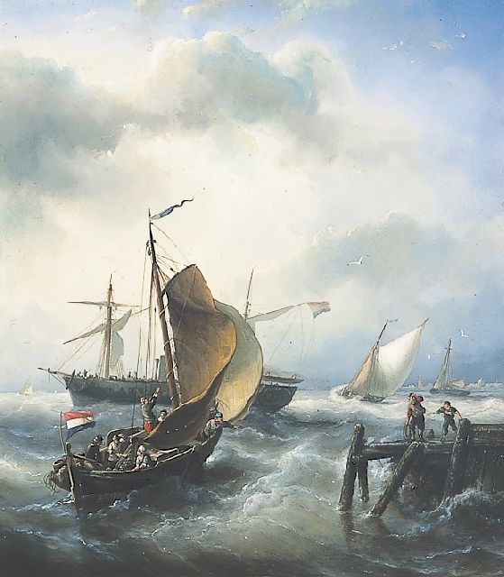 Riegen N.  | Navigating the ships, oil on panel 48.1 x 42.4 cm, signed l.r. and dated 1866