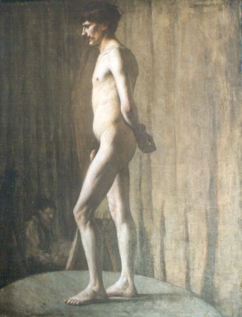 Georges d'Espagnat | A male nude, oil on canvas, 81.0 x 65.0 cm, signed u.r. and dated '98