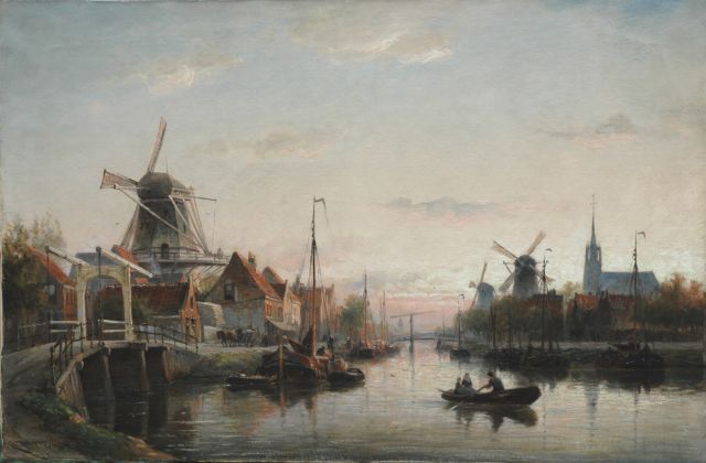 Christiaan Dommelshuizen | An evening landscape, Maassluis, oil on canvas, 52.2 x 79.1 cm, signed l.l. and dated 1897