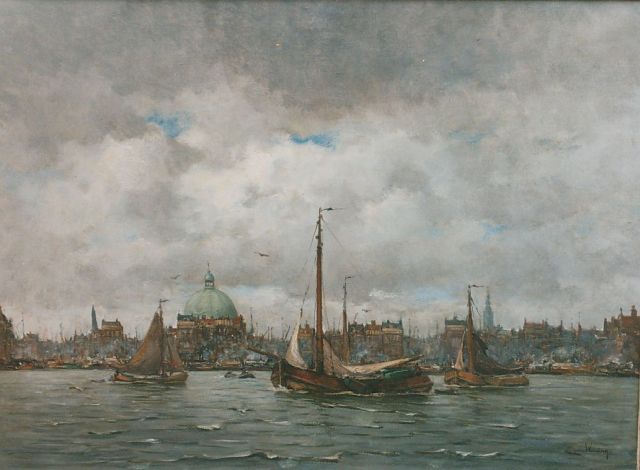 Waning C.A. van | A view of the IJ Amsterdam, oil on canvas 80.0 x 110.0 cm, signed l.r.