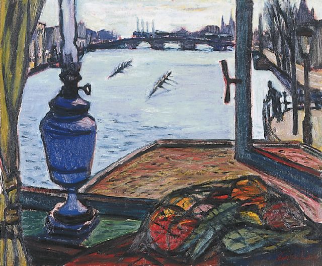 Kurpershoek T.L.  | Boat race on the Amstel, Amsterdam, oil on canvas 50.1 x 60.0 cm, signed l.r. and dated '53