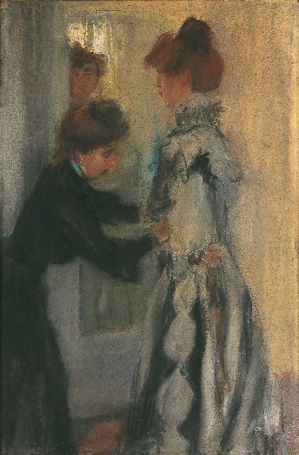 Isaac Israels | With the seamstress, Hirsch, pastel on paper, 55.0 x 37.0 cm, signed l.r. and painted in 1903