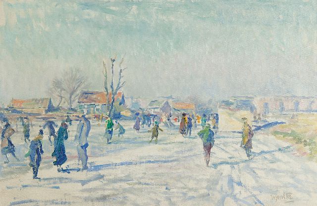 Wolter H.J.  | Skaters on the Boerenwetering, Amsterdam, oil on canvas 40.5 x 60.6 cm, signed l.r. and carries studiostamp on the reverse and painted ca 1915