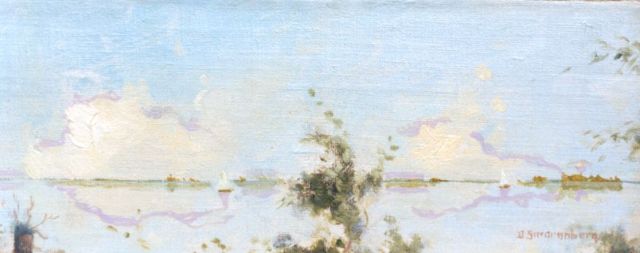 Smorenberg D.  | The Loosdrechtse Plassen, oil on canvas laid down on panel 11.2 x 28.7 cm, signed l.r.