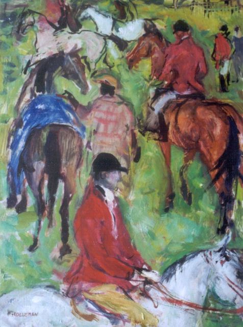 Frida Holleman | Horseriders, oil on board, 40.0 x 30.0 cm, signed l.l.
