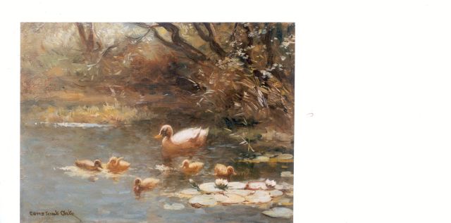 Constant Artz | Hen with five ducklings, oil on panel, 18.2 x 24.2 cm, signed l.l.