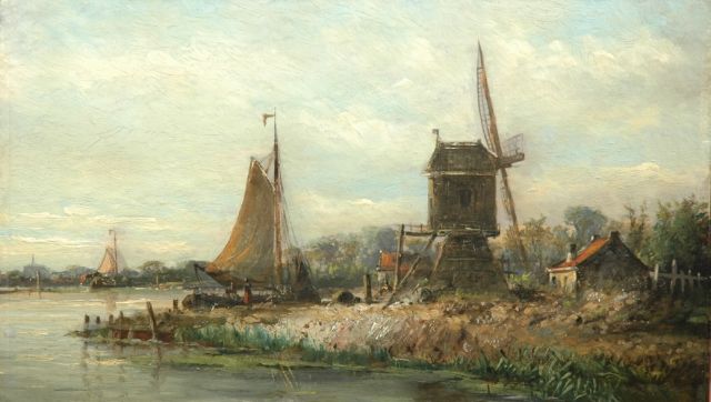 Nicolaas Martinus Wijdoogen | Hollow post-mill, oil on paper laid down on panel, 27.3 x 45.5 cm, signed l.r.