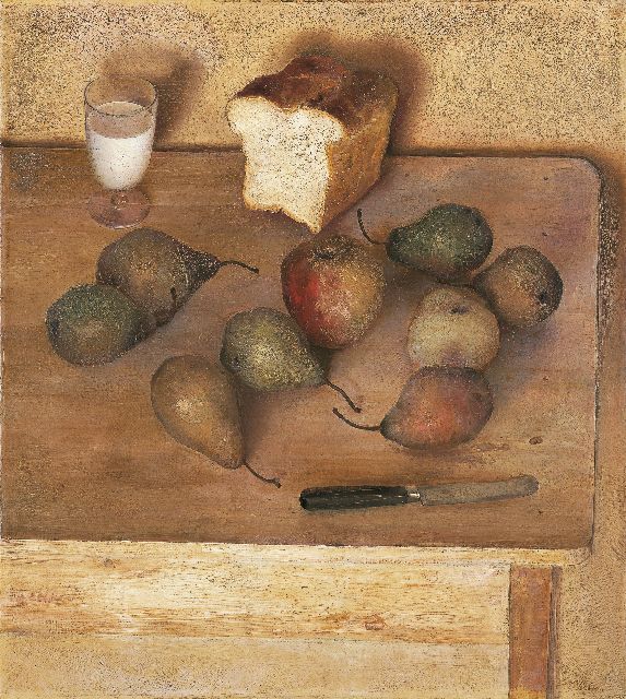 Schram W.J.B.A.  | A still life with pears, oil on canvas 66.2 x 60.0 cm, signed l.r. and on the reverse