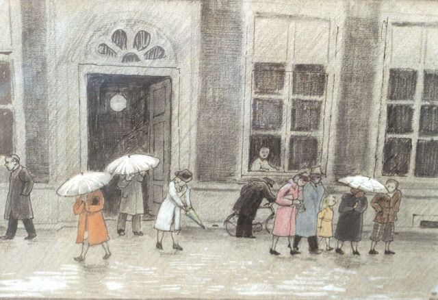 Harm Kamerlingh Onnes | Rainy weather, pen, and ink, chalk, coloured pencil and watercolour on paper, 21.0 x 30.5 cm, signed l.r. with monogram and dated '50