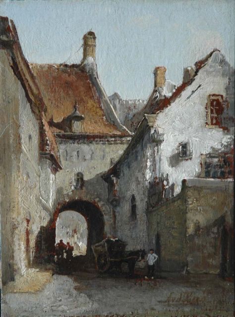 Berg A. van den | A view of Zutphen, oil on board laid down on panel 31.3 x 23.5 cm, signed l.r. and reverse